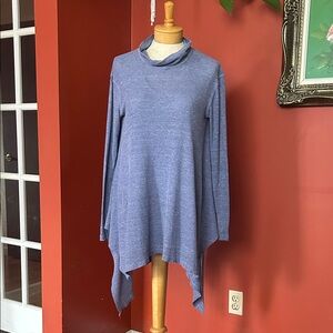 Free People We The Free Periwinkle Heathered Blue Knit Asymmetrical Draped Tunic